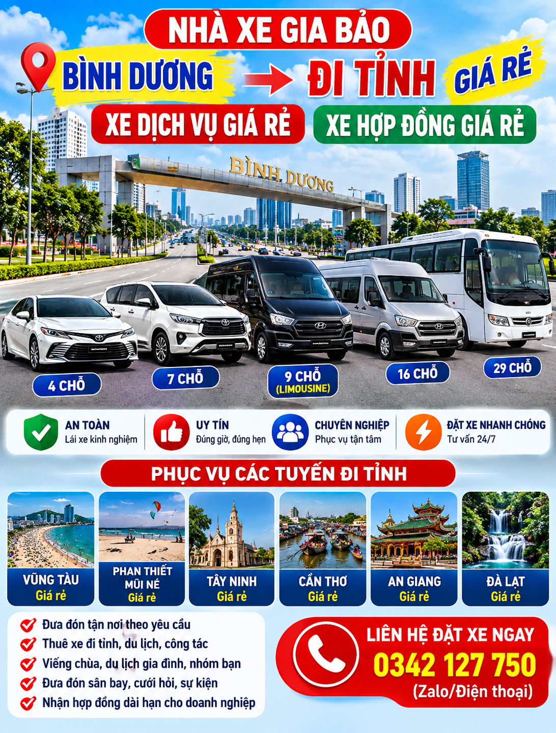 Thuê xe Bến Cát đi Cần Thơ